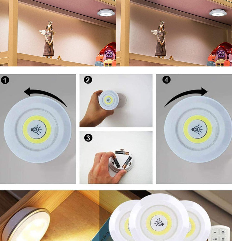 Lumière Facile – Éclairez votre quotidien en un clic ! (Pack de 3 LED avec télécommande)