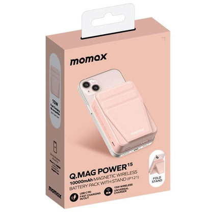 Momax Q-Mag Power  – Batterie 10 000 mAh MagSafe &amp; Sans Fil | Recharge Rapide &amp; Support Intégré