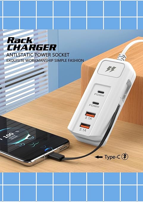 🔥Chargeur Éclair 4 en 1 | 66W Super-Charge Rapide pour Toute la Famille