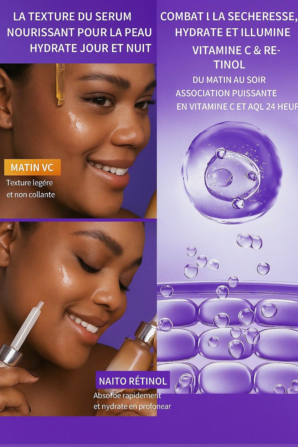 GlowBoost  Sérum Jour & Nuit – Vitamine C + Rétinol  Éclat le jour, régénération la nuit.