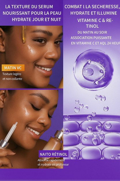 GlowBoost  Sérum Jour & Nuit – Vitamine C + Rétinol  Éclat le jour, régénération la nuit.