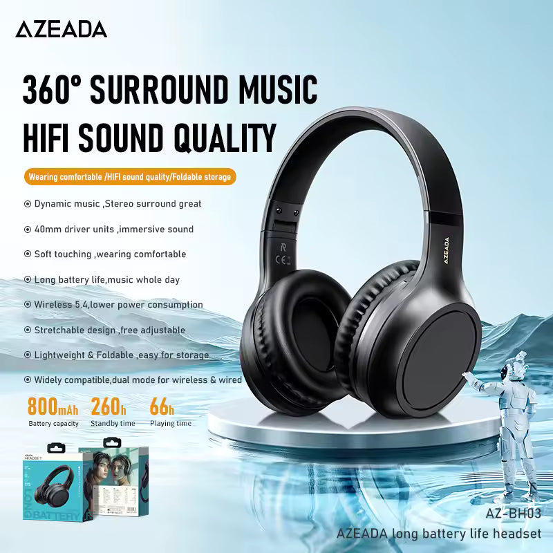 AzeaDa Pro  – Casque Gaming Sans Fil avec Micro &; Bass Profonde(Performance immersive • Confort longue durée • Son premium)