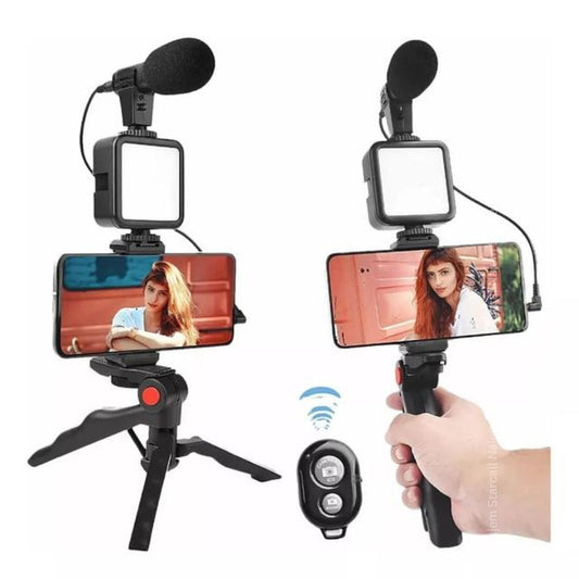 Pack Créateur Mobile 4-en-1 (Micro, LED, Trépied & Stabilisateur) : Filme comme un Pro avec ton Smartphone !
